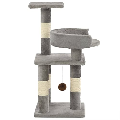 Higsose Innenbereich Aktivitätskratzbäum mit Sisal-Kratzsäulen Grau 30x30x65 cm Katzen-Spielplatz mit Aussichtsplattformen Ruhebereiche Kratzen Klettern Tätigkeitsbereich für Haustiere Katzenmöbel von Higsose