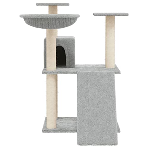 Higsose Innenbereich Aktivitätskratzbäum mit Sisal-Kratzsäulen Hellgrau 48x67x83 cm Holz Alles-in-einem-Katzenturm mit Häusern und Plattformen Katzen-Spielplatz Tätigkeitsbereich für Haustiere von Higsose