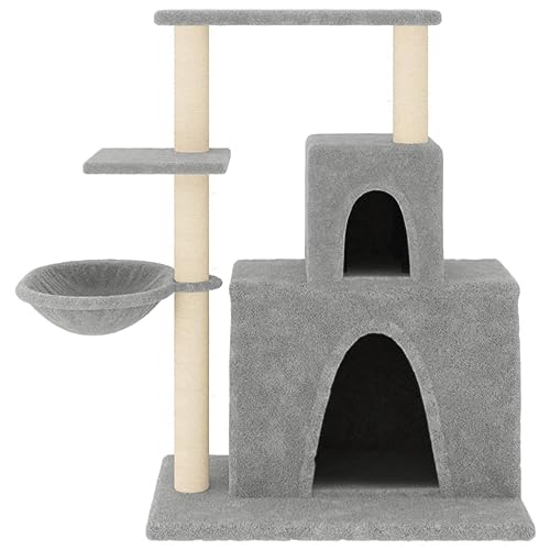 Higsose Innenbereich Aktivitätskratzbäum mit Sisal-Kratzsäulen Hellgrau 61x35x83 cm Katzen-Spielplatz mit Plattformen Tätigkeitsbereich für Haustiere Kratzen Klettern Alles-in-einem-Kratzbaum von Higsose