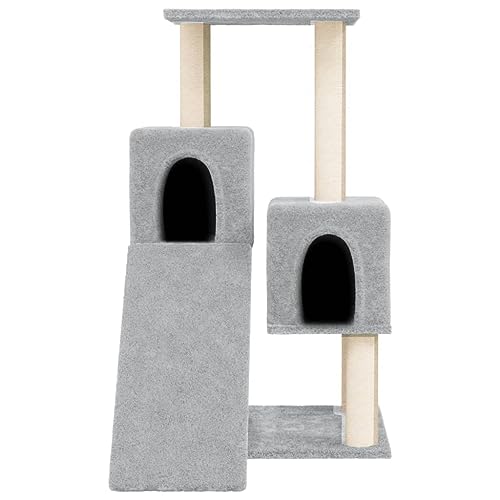 Higsose Innenbereich Aktivitätskratzbäum mit Sisal-Kratzsäulen Hellgrau 61x55x82 cm Holz&Plüsch Praktisches Katzen-Spielplatz Weicher Plüsch Tätigkeitsbereich für Haustiere für Krallenschärfen von Higsose