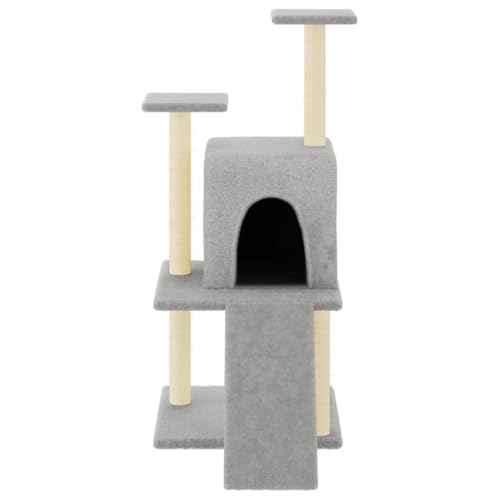 Higsose Innenbereich Aktivitätskratzbäum mit Sisal-Kratzsäulen Hellgrau 78,5x60x110 cm Praktisches Katzen-Spielplatz mit Plattformen Tätigkeitsbereich für Haustiere Krallenschärfen Holz&Plüsch von Higsose