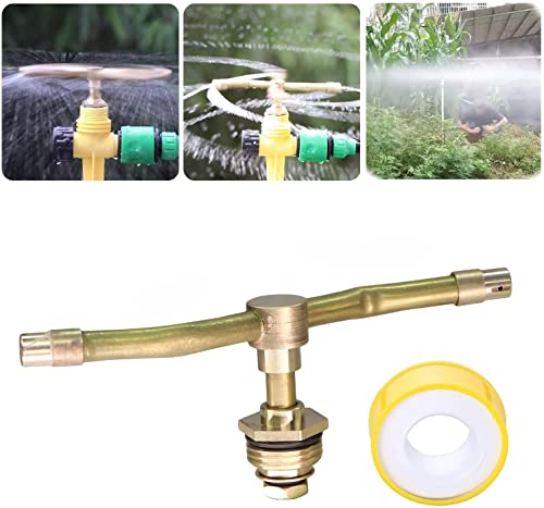 Hikaka 2/3/4 Arm Automatic Rotation Sprüher aus Messing mit Wasser Dichtband, 360 Grad Rotations Bewässerungssystem Sprinklerkopf, großflächiger Wassersprinkler für Gartenrasen (2 Arms) von Hikaka