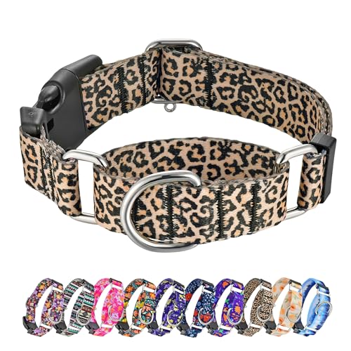 Hikiko Martingale Halsband für Hunde, klassisches Leoparden-Hundehalsband für kleine, mittelgroße und große Hunde, langlebig, ausbruchsicher, Hundehalsbänder (Leopardenmuster, Größe L) von Hikiko