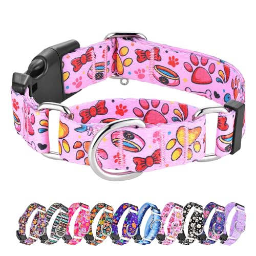 Hikiko Martingale-Halsband für Hunde, süßes Mädchen, mit Anti-Zieh-Hundehalsband für kleine, mittelgroße und große Hunde (rosa Schale, L) von Hikiko