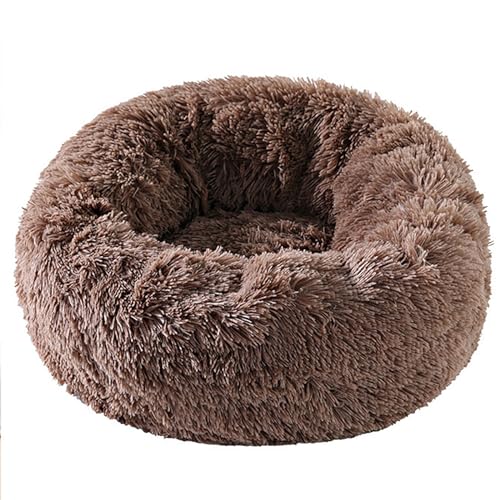 Hundebett flauschig, Katzenbett, Donut Kissen, Katzenkissen, Waschbar, Polsterung in der Mitte herausnehmbar, Langer Plüsch, Katze Kissen Katzenkorb Hundebett Kleine Hunde von Hiksee