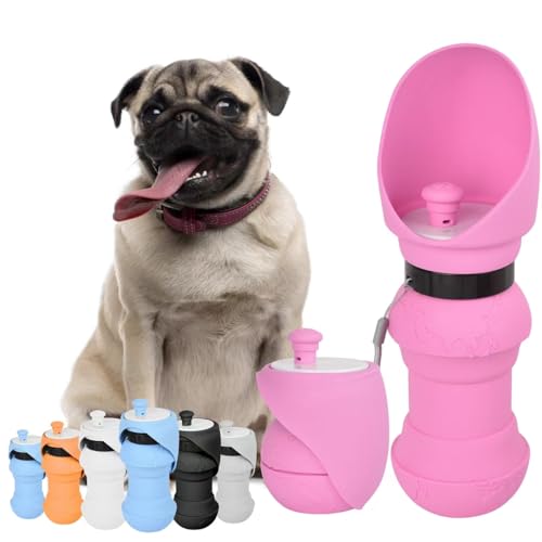 Hiksuky Faltbare Hundewasserflasche für Spaziergänge, Reisen, Lebensmittelqualität Silikon Wasserflasche für Hunde, tragbare Hundewasserflasche, Reiseutensilien für Hunde unterwegs von Hiksuky