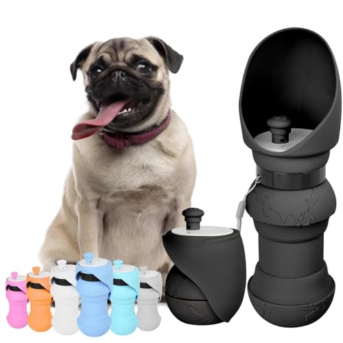 Hiksuky Faltbare Hundewasserflasche für Spaziergänge, Reisen, Lebensmittelqualität Silikon Wasserflasche für Hunde, tragbare Hundewasserflasche, Reiseutensilien für Hunde unterwegs von Hiksuky