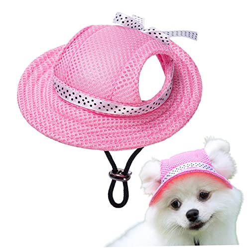 Hundehut Haustier Sonnenschutz Cap atmable Mesh Sonne Cappe mit Ohrlöchern Baseballkappen Hüte mit verstellbarem Halsgurt Haustier Prinzessin Rosa, Hund Sonnenhut von Hilai