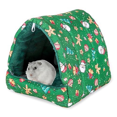 Bett für Meerschweinchen,Der Weihnachtsmann Baumwollnest für kleine Haustiere Winddichtes Meerschweinchenhaus Weiches Fleece-Versteck Meerschweinchenhöhle für Chinchillas, Frettchen, Häschen (Grün) von Hileyu