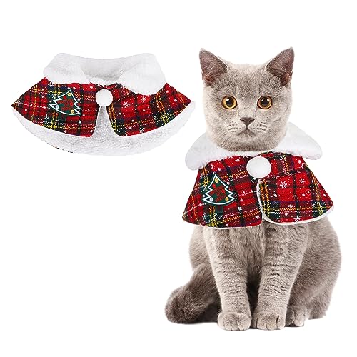 Christmas Costume Dog Cat Christmas Outfit Pet Cape Cloak Red Cute Pet Costume Cape Warm Soft Cat Clothes for Small Medium Sized Puppy Dog Cat von Hileyu