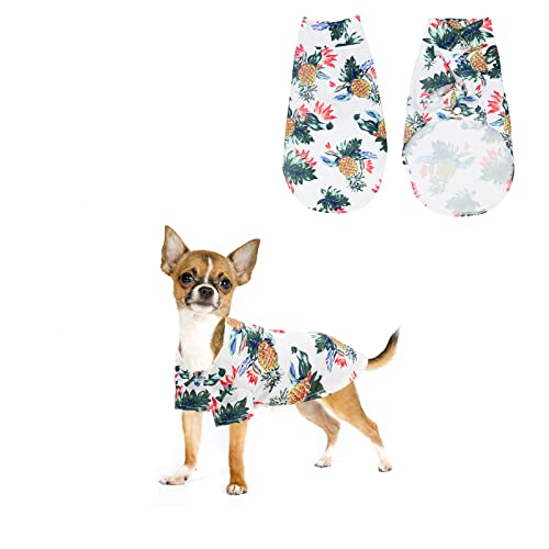 Hawaii Hunde T-Shirt, Hundekleidung Haustier Hawaii Hemd Hund Sommer Druck Shirt Weiches Bequemes Shirt Seaside Resort Style Weiß Haustier Coole Kleidung für Hunde Katzen (S) von Hileyu