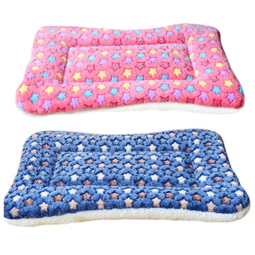 Hileyu 2 STK Kleintier Plüschbett,Warme Katze Hunde Decke Schlafkissen Pet Pad Flauschige Bettmatte für Meerschweinchen, Hamster, Kaninchen, Kätzchen, Häschen, 30 x 30cm (Rosa, dunkelblau) von Hileyu