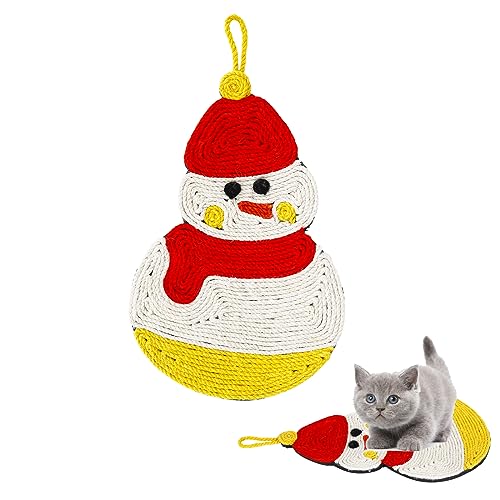 Wandkratzer für Katzen,Kratzmatte für Katzen Sisal-Kratzmatte für Katzen Kratzmatte für Katzen Katze Kratzmatte Teppich Schneemann Weihnachtsstrumpf Katze Kratzmatte (Schneemann) von Hileyu