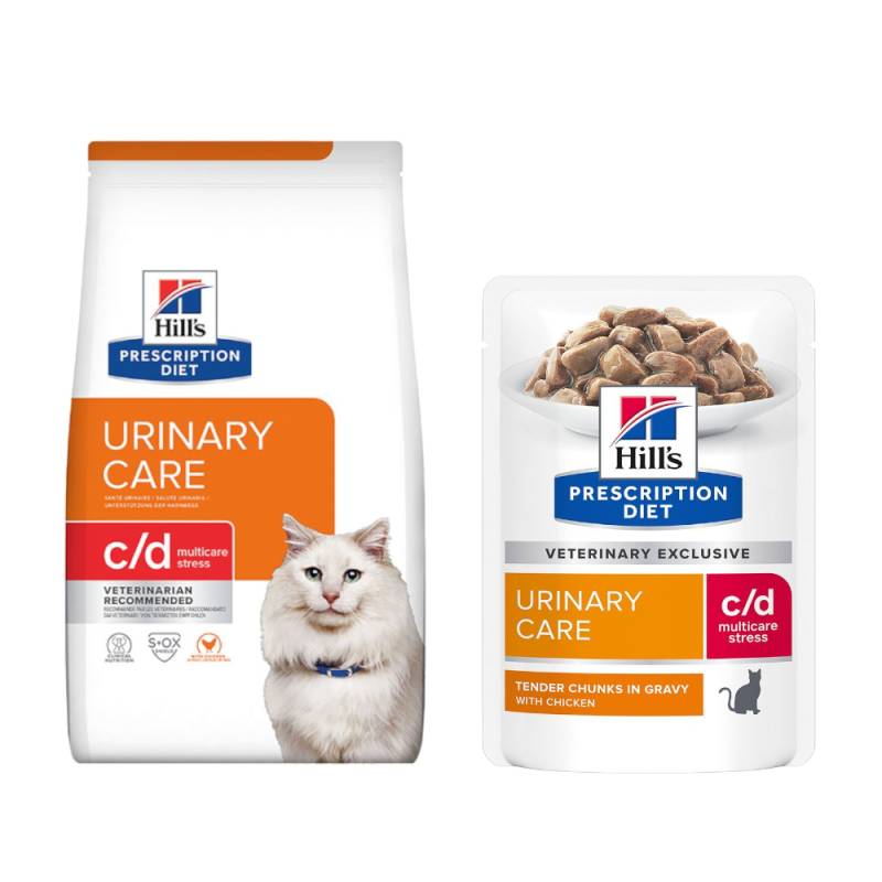 8 kg Hill's Prescription Diet mit Huhn + 12 x 85 g passendes Nassfutter gratis! - c/d Multicare Stress Urinary Care von Hill's Prescription Diet