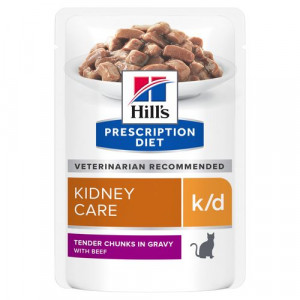 Hill&apos;s Prescription Diet K/D Kidney Care Nassfutter für Katzen mit Rind (Frischebeutel) 1 Karton (12 x 85 g) von Hill&apos;s Prescription Diet