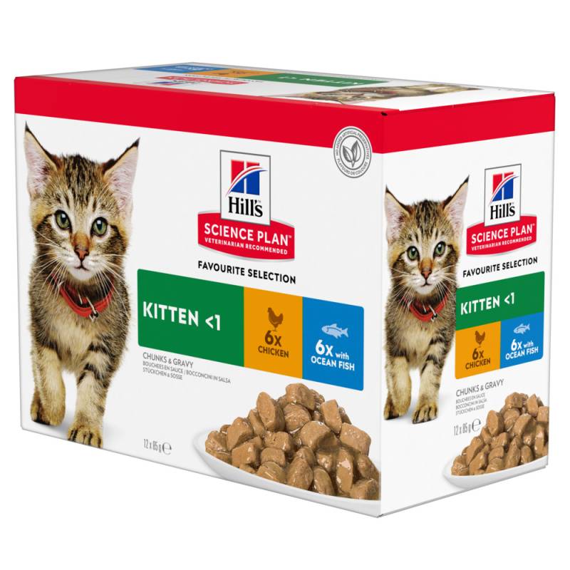 9 + 3 gratis! 12 x 85 g Hill's Science Plan - Kitten: Fischauswahl von Hill's Science Plan