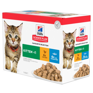 Hill&apos;s Kitten Favourite Selection Kombi Huhn Seefisch Katzen-Nassfutter 85g 1 Karton (12 x 85 g) von Hill&apos;s