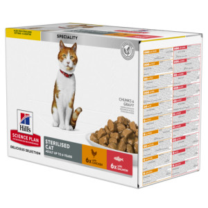 Hill&apos;s Sterilised Cat Adult Kombi Huhn Lachs Katzen-Nassfutter 85g 1 Karton (12 x 85 g) von Hill&apos;s