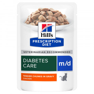 Hill&apos;s Prescription Diet M/D Diabetes Care Nassfutter Katze mit Huhn (Frischebeutel) 12 x 85 g von Hill&apos;s Prescription Diet