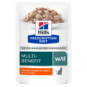 Hill&apos;s Prescription Diet W/D Multi-Benefit Nassfutter Katze mit Huhn Mahlzeitbeutel 12 x 85 g von Hill&apos;s Prescription Diet