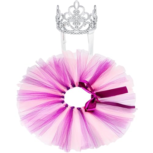 2-teiliges Hunde-Kronen-Stirnband, Tutu-Kleider-Set, Kristall-Strass, Hunde-Tiara, Krone, Tutu-Rock, Hundekleid, niedliches Haustier-Kostüm für Welpen, Hunde, Geburtstagsparty, Hochzeit, von Hillban