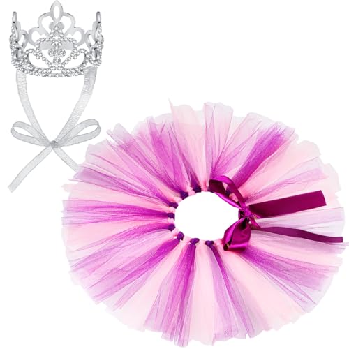 2-teiliges Hundekrone, Stirnband, Tutu-Kleid, Set mit Kristallstrass, Hunde-Tiara, Krone, Tutu-Rock, Hundekleid, niedliches Haustierkostüm für Welpen, Hund, Geburtstag, Party, Hochzeit, von Hillban