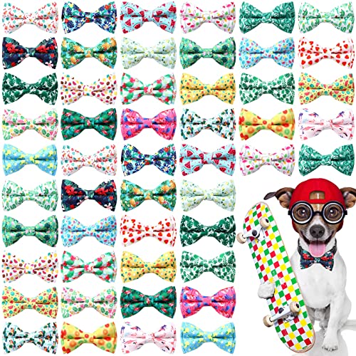 50 Stück Sommerhalsband Hund Fliege Hawaii Hundehalsband Zubehör für Hunde Fliegen Befestigung mit Gummibändern Hundehalsband Abnehmbare Charms für Hunde Halsband Zubehör Sommer Hawaii-Kostüm von Hillban