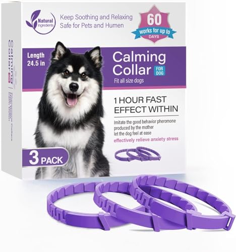 Hillinkit 3 Pack Hunde Beruhigendes Pheromon-Halsband-Set, lindert Angstzustände, hält den Hund ruhig, faltbares Halsband, verstellbar für kleine, mittelgroße und große Hunde von Hillinkit