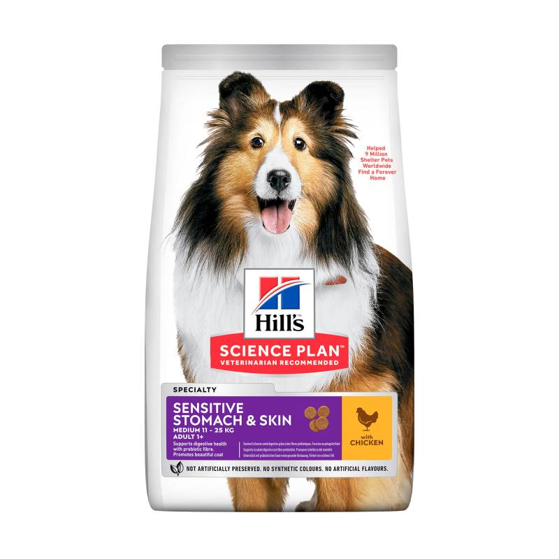 Hill's Science Plan Adult Sensitive Stomach & Skin Medium Hundefutter - 14 kg von Hills