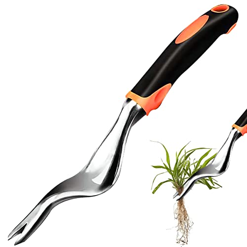 Hillylolly Garten Unkrautstecher, Unkrautjäter 29 cm, Handjäter Garten, Unkraut Werkzeug,Wurzelstecher,Unkrautstecher Löwenzahn, Wurzeljäter, Unkrautgabel, Weeder, für Tiefe Wurzeln（Orange） von Hillylolly