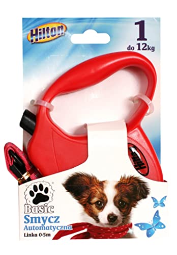 Hilton Basic 1 Automatische Schnur Leine 5M Rot für 12 Kg Hund von Hilton