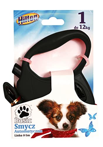 Hilton Basic 1 Automatische Schnurleine 5M Schwarz für 12 Kg Hund von Hilton