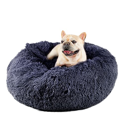 Himax Hundebetten für kleine Hunde, Donut-Hundebett mit angenähter Decke, beruhigendes Hundebett waschbar (50,8 cm/66 cm/88,9 cm) von Himax