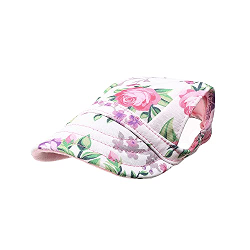 Himlaya Haustier Hunde Baseballmütze, Basecap Verstellbar Sonnenschutz Hut Hundecap mit Ohrlöchern Sommer Schattierungshut Zubehör für Kleine Hunde (Blumen,XL) von Himlaya