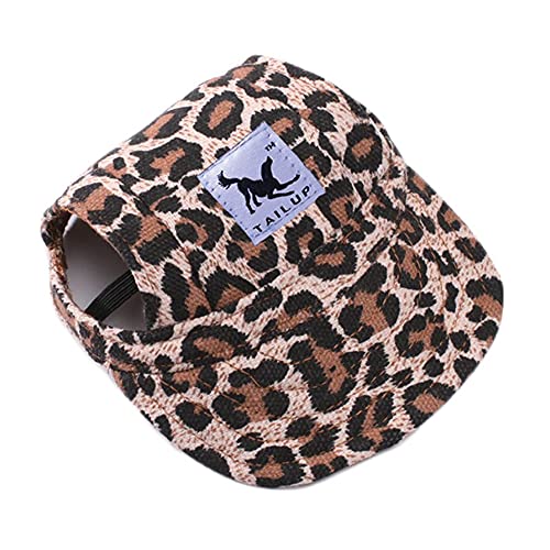 Himlaya Haustier Hunde Baseballmütze, Basecap Verstellbar Sonnenschutz Hut Hundecap mit Ohrlöchern Sommer Schattierungshut Zubehör für Kleine Hunde (L,Leopard) von Himlaya