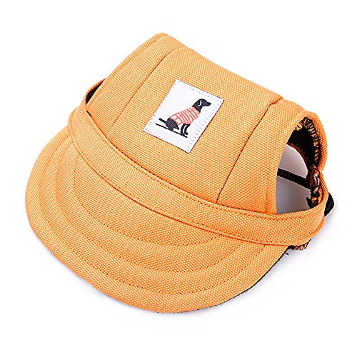 Himlaya Haustier Hunde Baseballmütze, Basecap Verstellbar Sonnenschutz Hut Hundecap mit Ohrlöchern Sommer Schattierungshut Zubehör für Kleine Hunde (M,Orange) von Himlaya