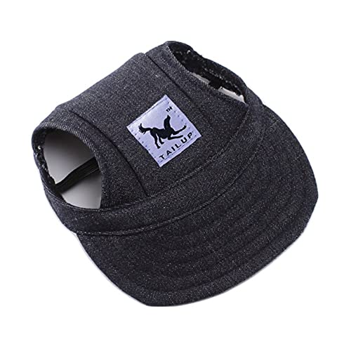 Himlaya Haustier Hunde Baseballmütze, Basecap Verstellbar Sonnenschutz Hut Hundecap mit Ohrlöchern Sommer Schattierungshut Zubehör für Kleine Hunde (M,Schwarzer Denim) von Himlaya