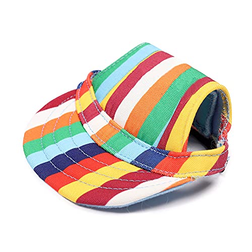 Himlaya Haustier Hunde Baseballmütze, Basecap Verstellbar Sonnenschutz Hut Hundecap mit Ohrlöchern Sommer Schattierungshut Zubehör für Kleine Hunde (Regenbogen,XL) von Himlaya