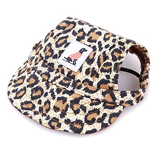 Himlaya Haustier Hunde Baseballmütze, Basecap Verstellbar Sonnenschutz Hut Hundecap mit Ohrlöchern Sommer Schattierungshut Zubehör für Kleine Hunde (S,Leopard) von Himlaya