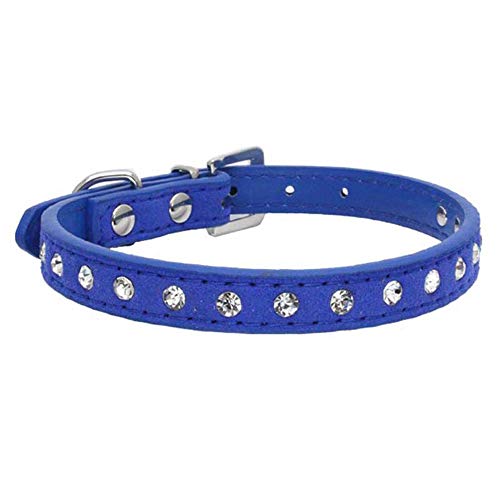 HimyBB Hundehalsband, glitzernd, mit Strasssteinen, verstellbar, Größe M, Blau von HimyBB