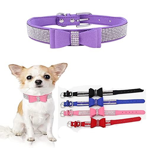 Mittelgroßes Hundehalsband mit Fliege, Strass-Glitzer, funkelndes Kristalljuwel, niedlich, verstellbar, für kleine, mittelgroße und große Mädchen, Welpen, Katzen, Hündinnen, Haustiere und Kätzchen von HimyBB