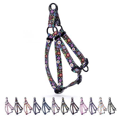 Hundegeschirr, verstellbar, strapazierfähig, kein Ziehen, für kleine, mittelgroße und große Rassen, Rückenclip, verdrehsicher, perfekt für Spaziergänge, schwarze Blume, Größe M Hundegeschirr, verstellbar, strapazierfähig, kein Ziehen, für kleine, mittelgroße und große Rassen, Rückenclip, verdrehsicher, perfekt für Spaziergänge, schwarze Blume, Größe M von HimyBB