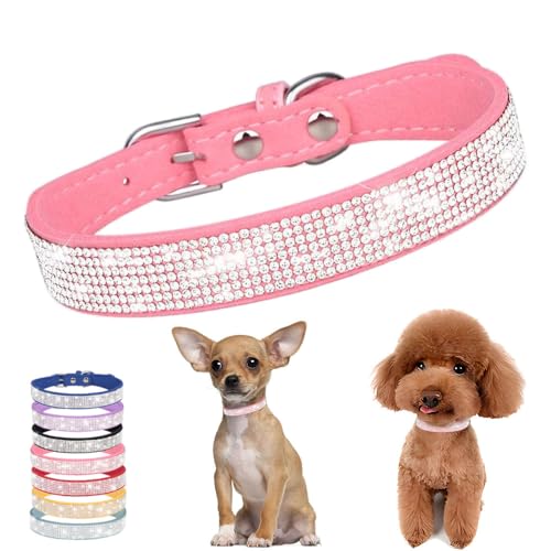 Hundehalsband mit Strasssteinen für mittelgroße Hunde, rosa, glitzernd, niedlich, glitzernd, Schmuck, Katzenhalsband für XS, S, M, L, Mädchen, Prinzessin, Haustiere, Welpen, Kätzchen von HimyBB