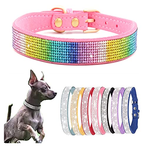 Hundehalsband für kleine Hunde, schillernd, funkelnd, Kristall, Strass, für Welpen, Katzen, Haustiere, Größe XXS, S, M, Haustier, Mädchen, Katze, weiblich, Kätzchen, bunt, Rosa, XXS von HimyBB