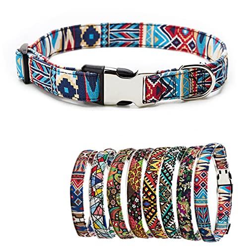 Hundehalsband mit Bohemia-Blumenmuster, geometrisch, weich, ethnischer Stil, verstellbar, für mittelgroße Hunde, ethnischer Stil von HimyBB