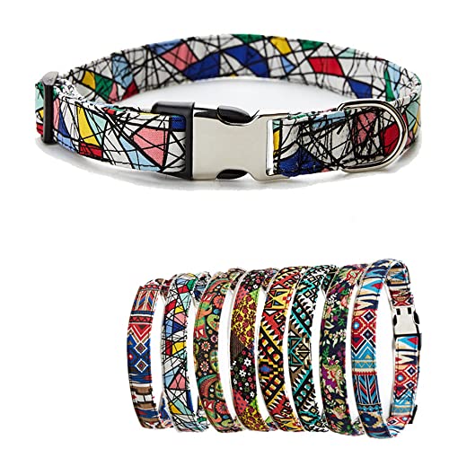 Hundehalsband mit böhmischen Blumen Tribal Geometrische Muster - Weiches Ethno-Stil Halsband Verstellbar für X-Large Hunde Weiß von HimyBB