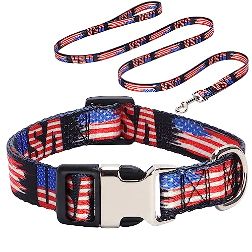 Sicherheits-Metallschnalle Haustier Hundehalsband Hundehalsband Leine Set Mädchen Verstellbares Halsband für kleine, mittelgroße und große Hunde USA S von HimyBB