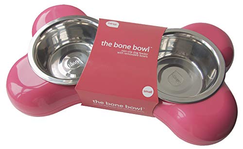 Hing Designs 217800VRS Schüssel Doppelschale The Bone Alte Rose von Hing, Schüsseldesign für Hunde, rosa von Hing Designs