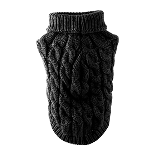 Hintyne Hundepullover Rollkragenpullover Strickpullover Mantel Winterwärmer verdickter Pullover Strickwaren Häkelmantel Kleidung für kleine mittelgroße und große Hunde Welpen Schwarz von Hintyne