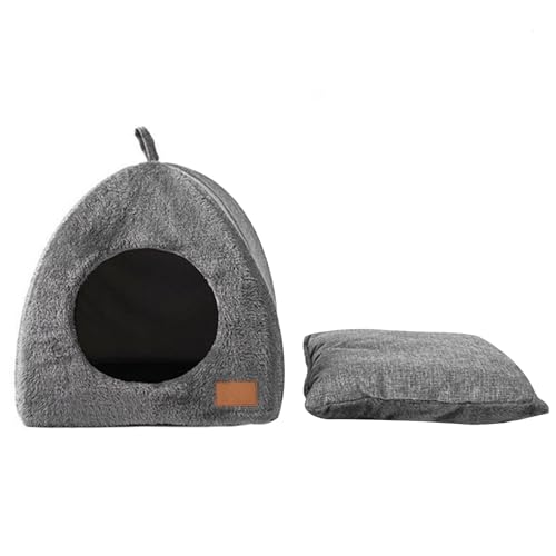 Hintyne Katzenbett Iglu Katzenhütte Tragbares Katzenhausbett Dreieckiges Tierheim Haustierbetten für Katzen Katzenbett Iglu Katzenhöhle Nest Schlafbett für Kätzchen Katze L von Hintyne